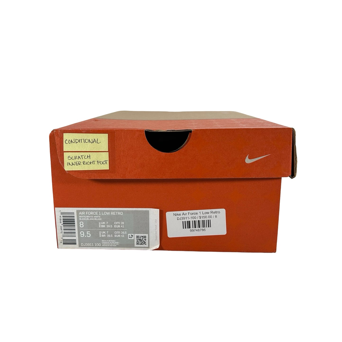 DJ3911 100 Nike Air Force 1 '07 Low Color of the Month Triple White [CONDITIONAL] - 8 M (Scratch Inner Right Panel)