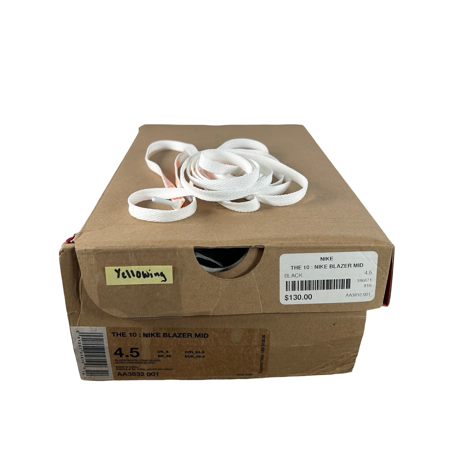 AA3832 001 Nike Blazer Off-White Black - 4.5 M (Yellowing)