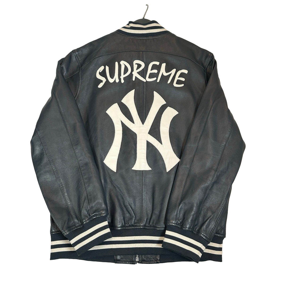 Supreme Yankees Leather Varsity Jacket Navy [USED] - XL (Used)