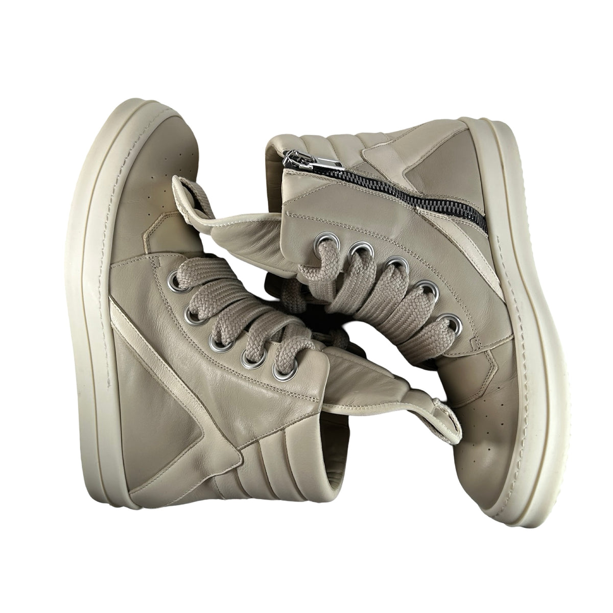 Rick Owens Temple Jumbolace Geobasket Sneakers Pearl Milk [USED] - EU 42 (Used)