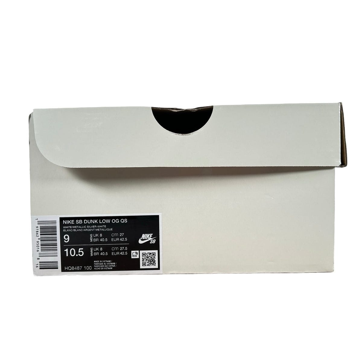 HQ8487 100 Nike SB Dunk Low Supreme 94 White Metallic Silver [USED] - 9 M (Used)