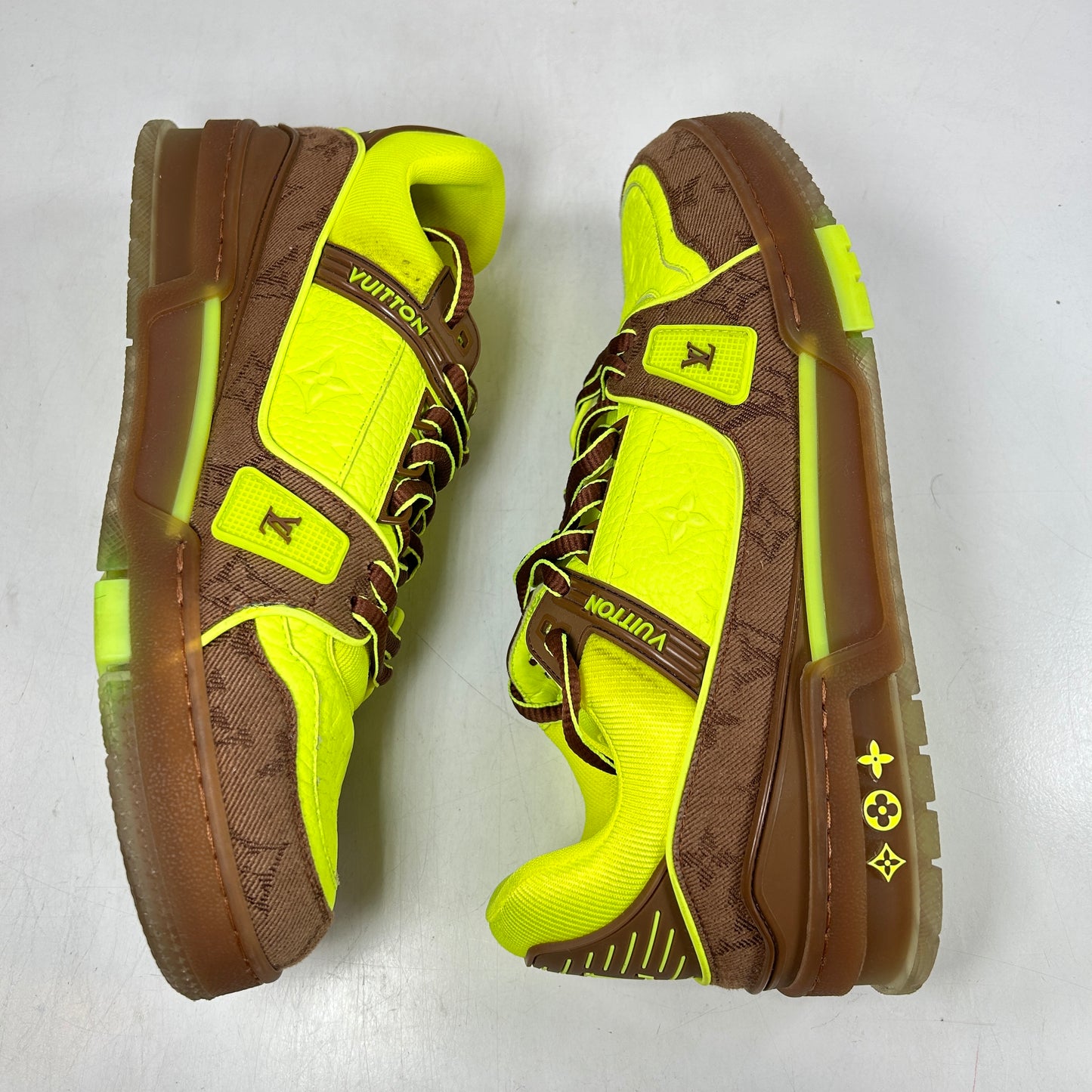 1A8Z6E Louis Vuitton Trainer Yellow Brown - LV 7 (Used) (No Box)