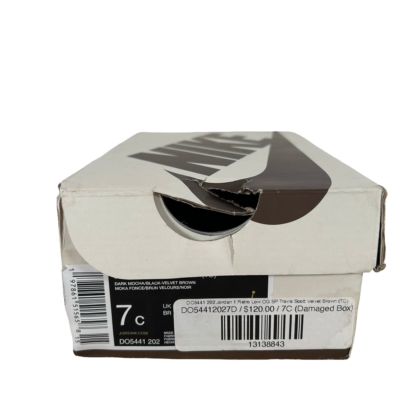 DO5441 202 Jordan 1 Retro Low OG SP Travis Scott Velvet Brown (TD) [USED] - 7 C (Used)