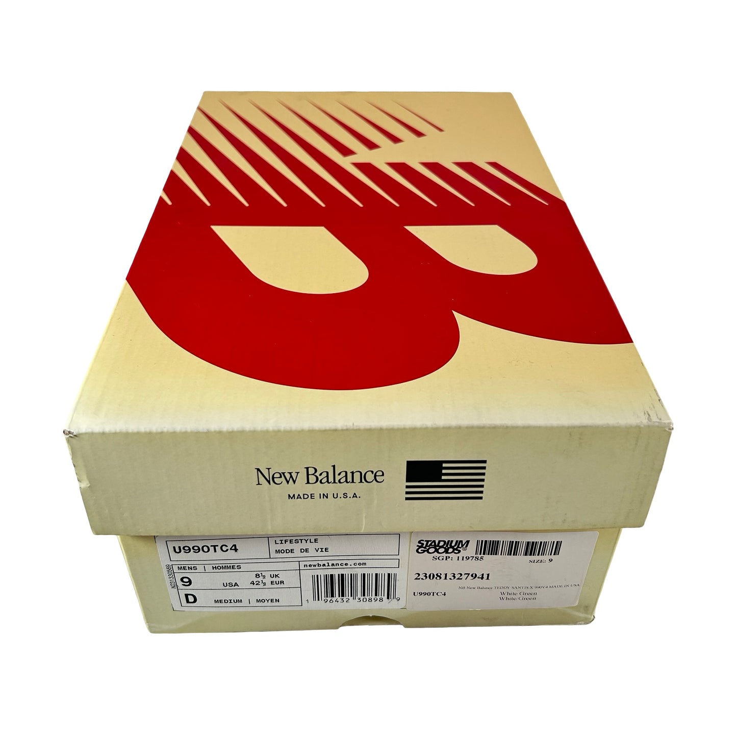 U990TC4 New Balance 990v4 MiUSA White Green [USED] - 9 M (Used)