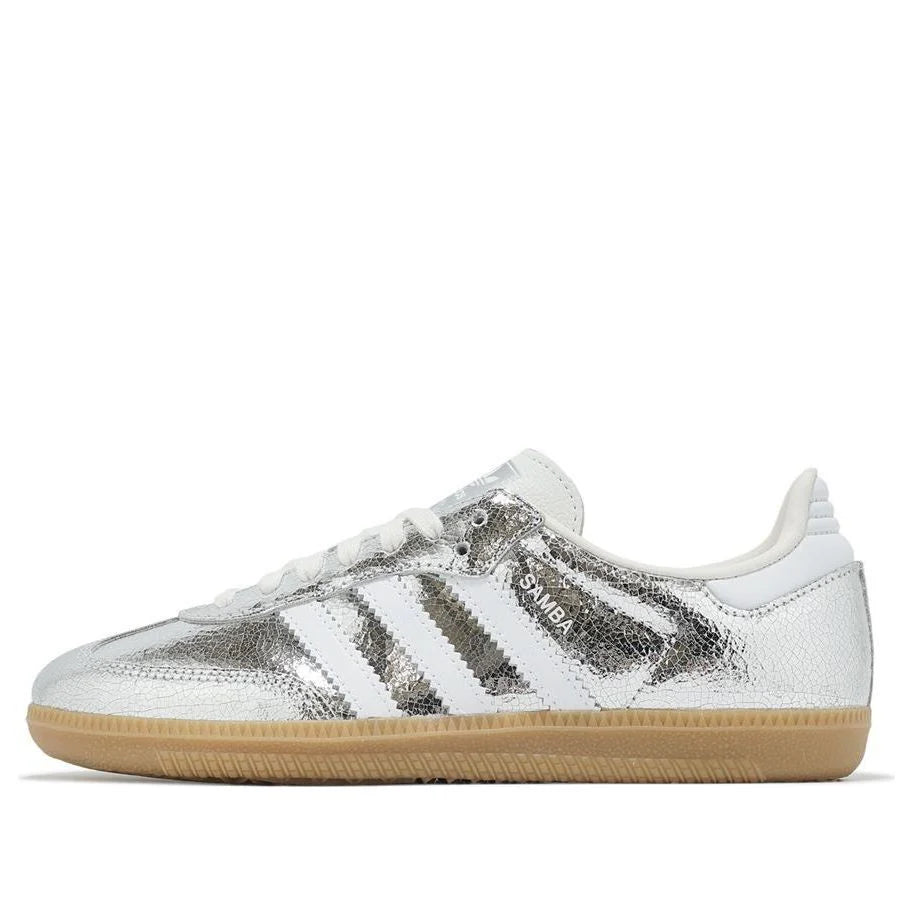 JR0035 adidas Samba OG Silver Metallic Cracked Leather (Women's)