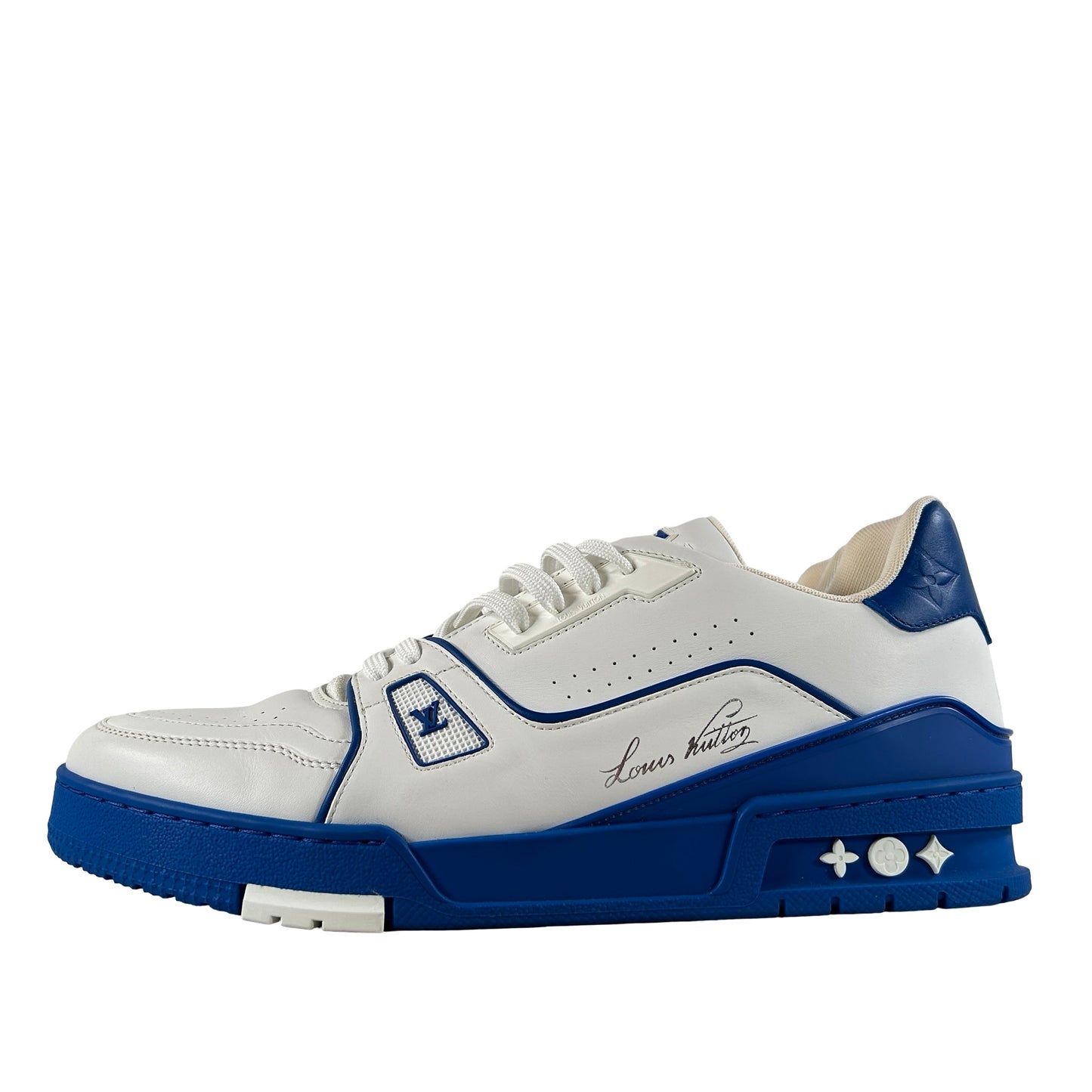 1A8SJV Louis Vuitton Trainer White Blue Signature [USED] - LV 8.5 / US 9.5