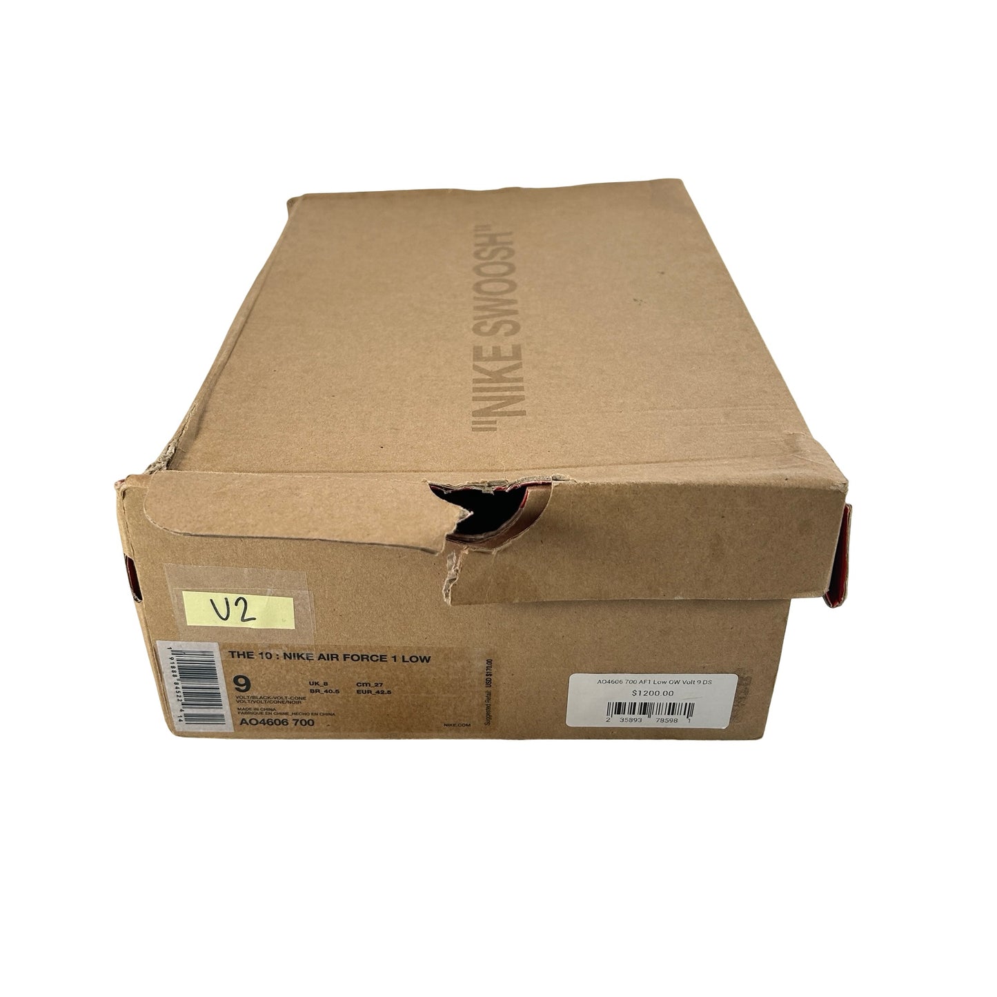 AO4606 700 Nike Air Force 1 Low Off-White Volt [USED] - 9 M (Used2)