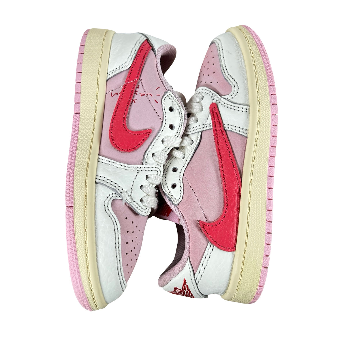 IQ7605 101 Air Jordan 1 Retro Low OG SP Travis Scott Sail Tropical Pink (PS) [USED] - 12 C (Used)
