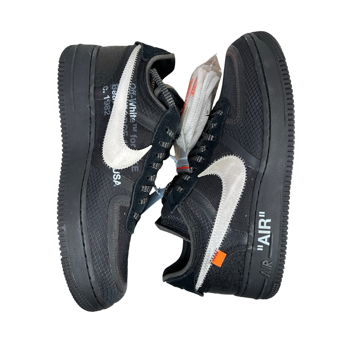 AO4606 001 Nike Air Force 1 Low Off-White Black White - 9 M (Swooshes Slightly Yellowing)
