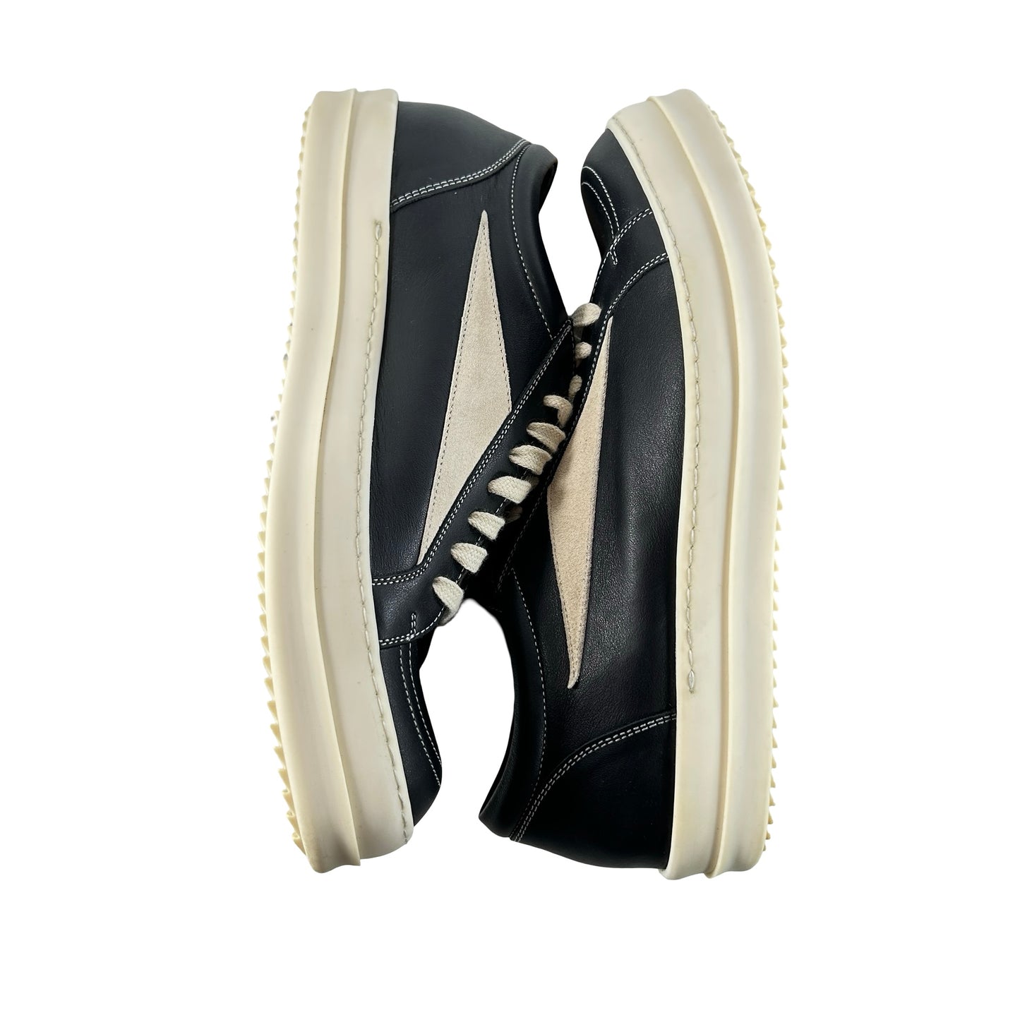 RU01F2897 LBELVS 911 Rick Owens Vintage Low Sneaker Black Milk [USED] - EU 43 (Used) (No Box)