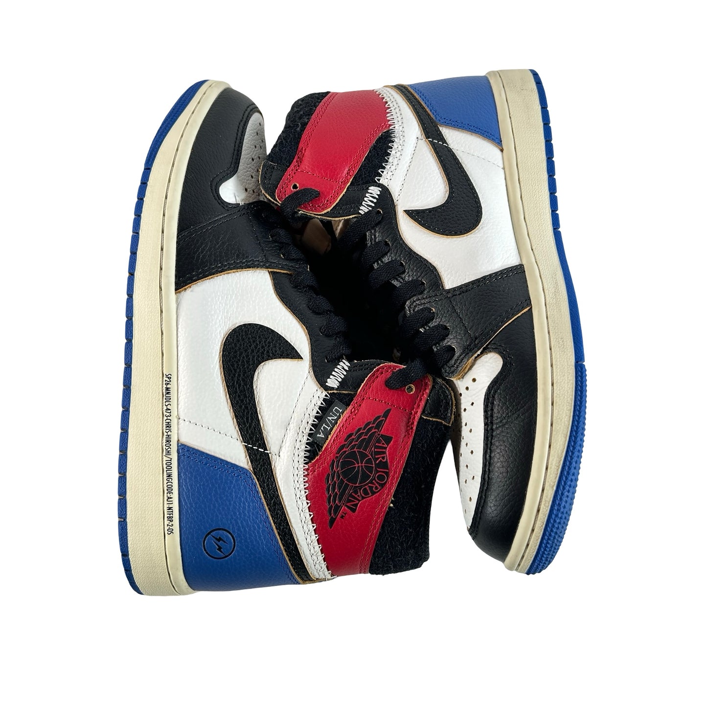 IO7847 002 Jordan 1 Retro High OG SP Fragment x Union LA Varsity Red Sport Royal [USED] - 8 M (Used) (No Box)