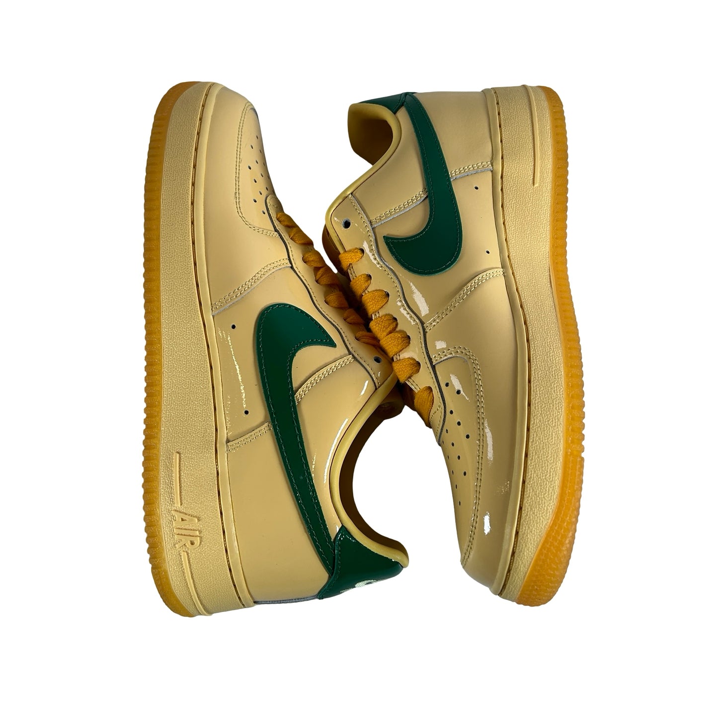 IO4489 700 Nike Air Force 1 Low Patent Leather Topaz Gold Pine Green [USED] - 9 M (VNDS)