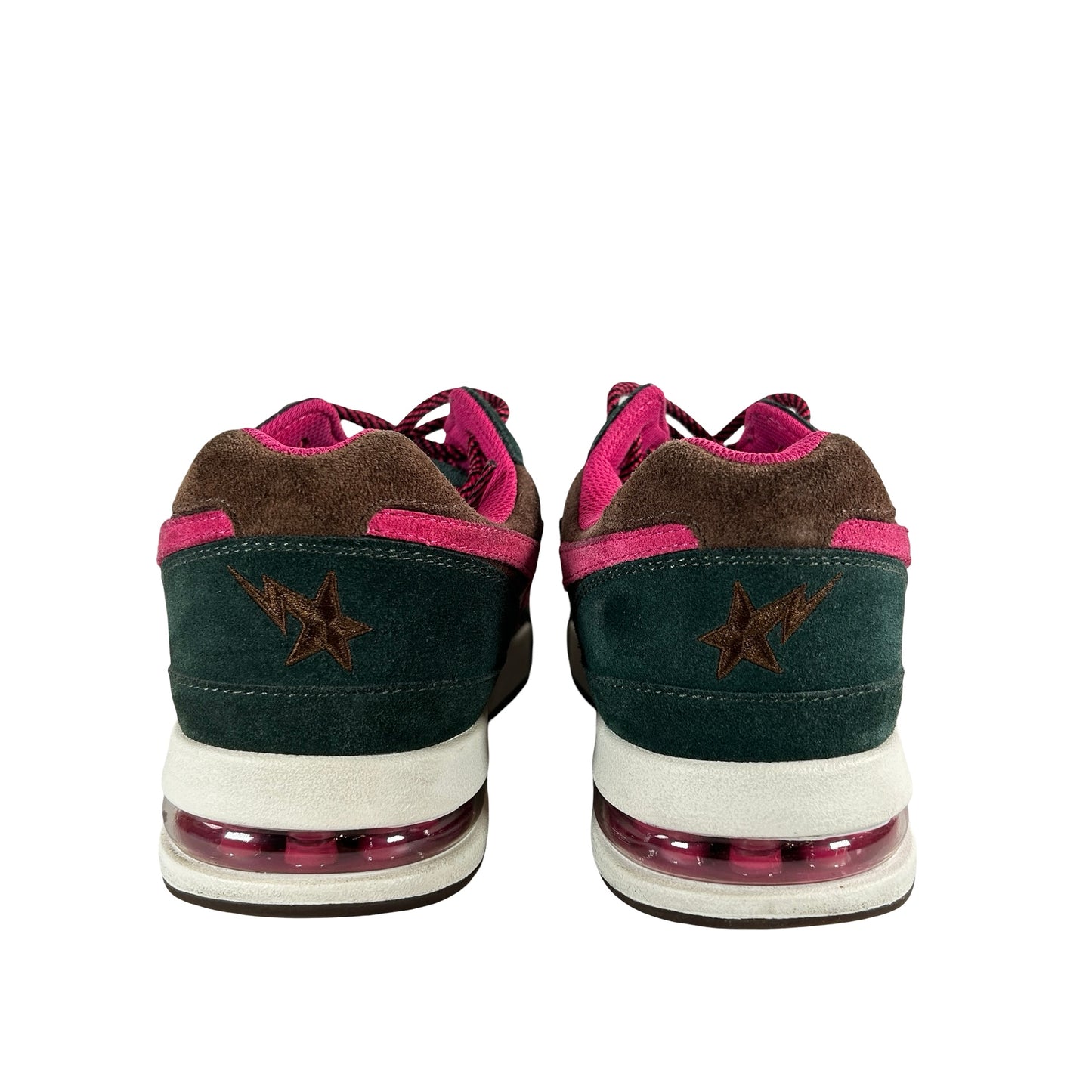 1J30191021 A Bathing Ape Road Sta Premium Suede Dark Green Pink Beige [USED] - 9 M (Used)
