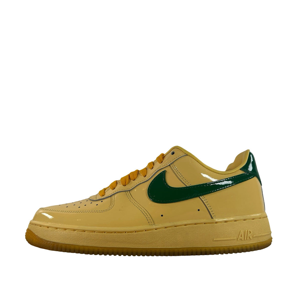 IO4489 700 Nike Air Force 1 Low Patent Leather Topaz Gold Pine Green [USED] - 8.5 M (Used)