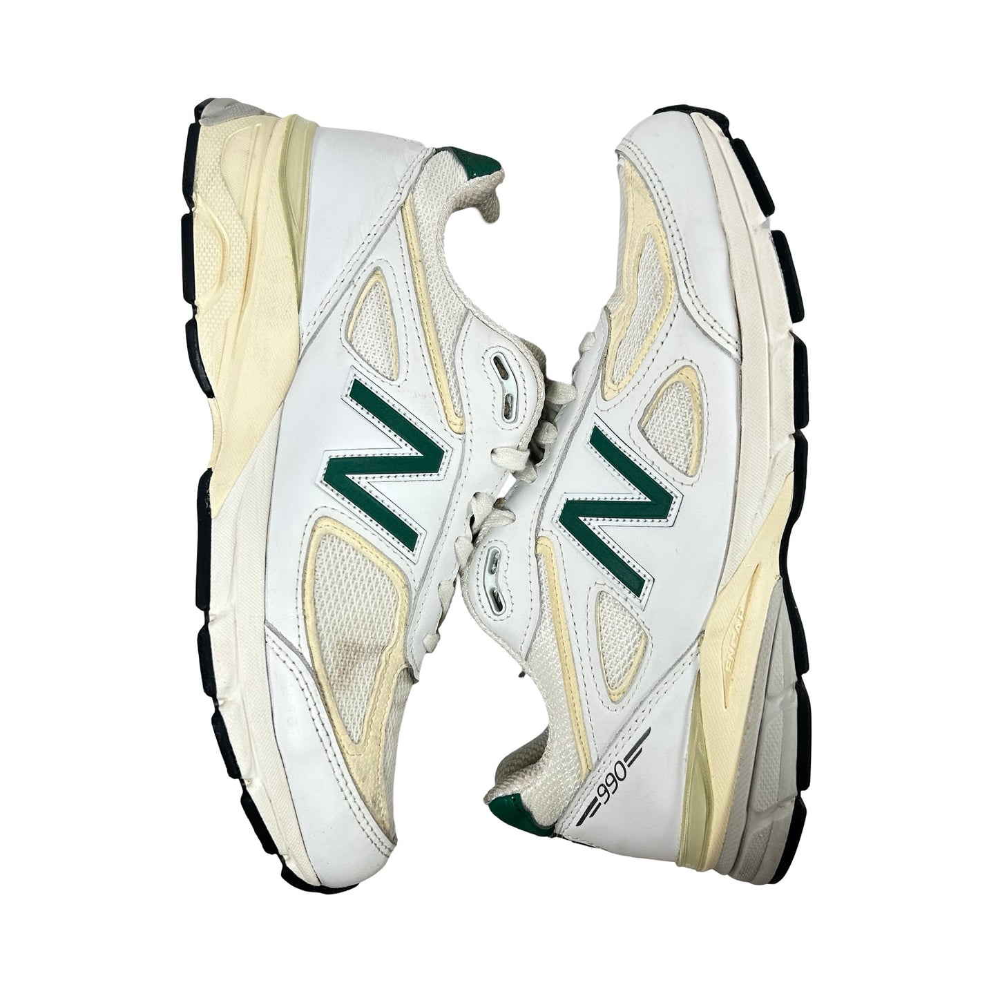 U990TC4 New Balance 990v4 MiUSA White Green [USED] - 9 M (Used)