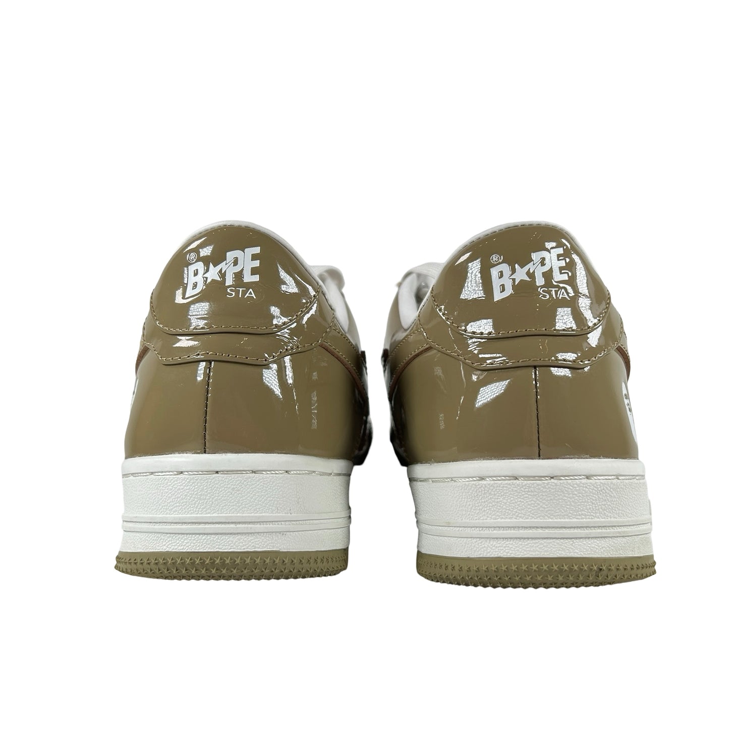 1I70 291 021 A Bathing Ape Bape Sta Patent Leather White Khaki (2023) [USED] - 9 M (Used) (No Box)