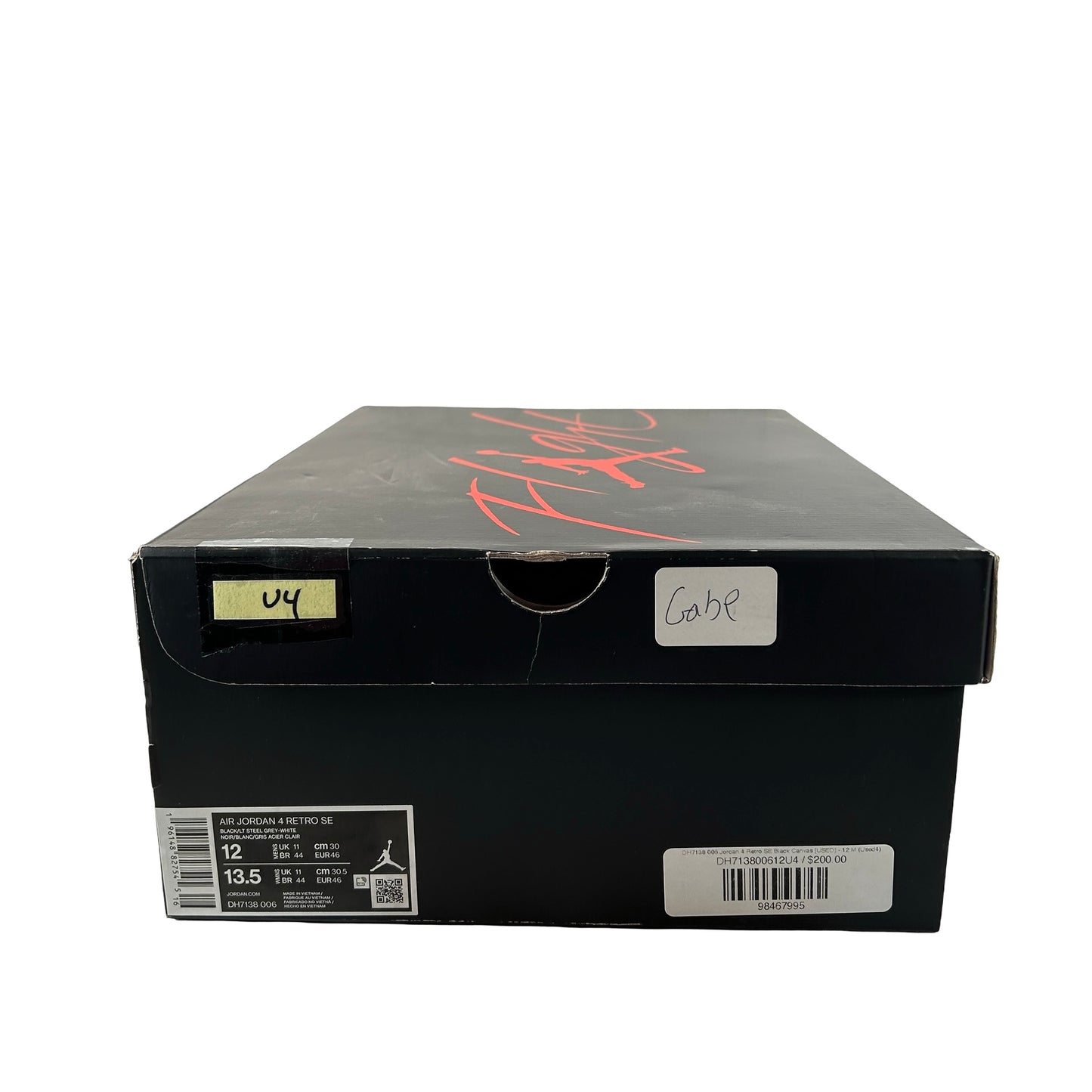 DH7138 006 Jordan 4 Retro SE Black Canvas [USED] - 12 M (Used4)