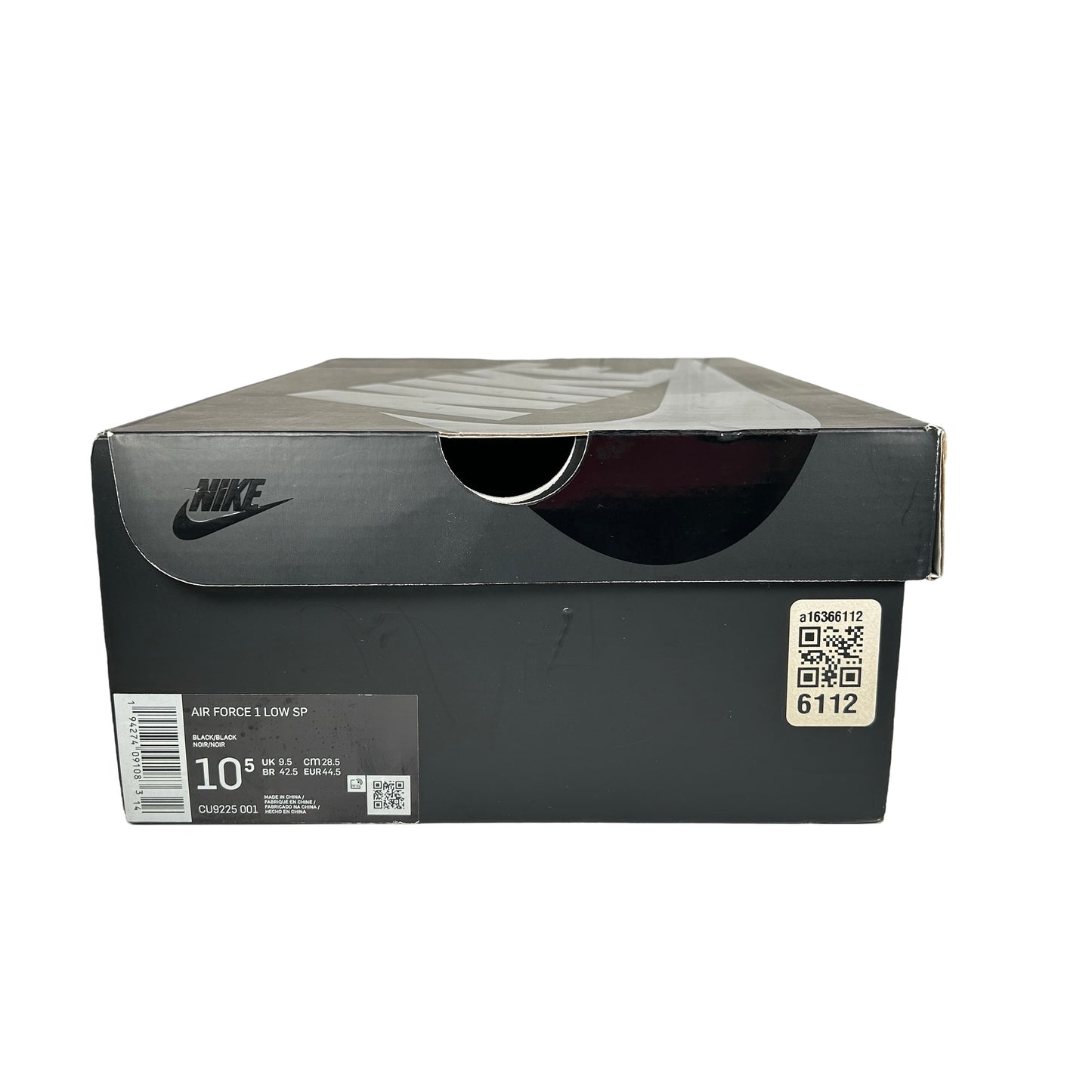 CU9225 001 Air Force 1 Low Supreme Black [USED] - 10.5 M (Used)