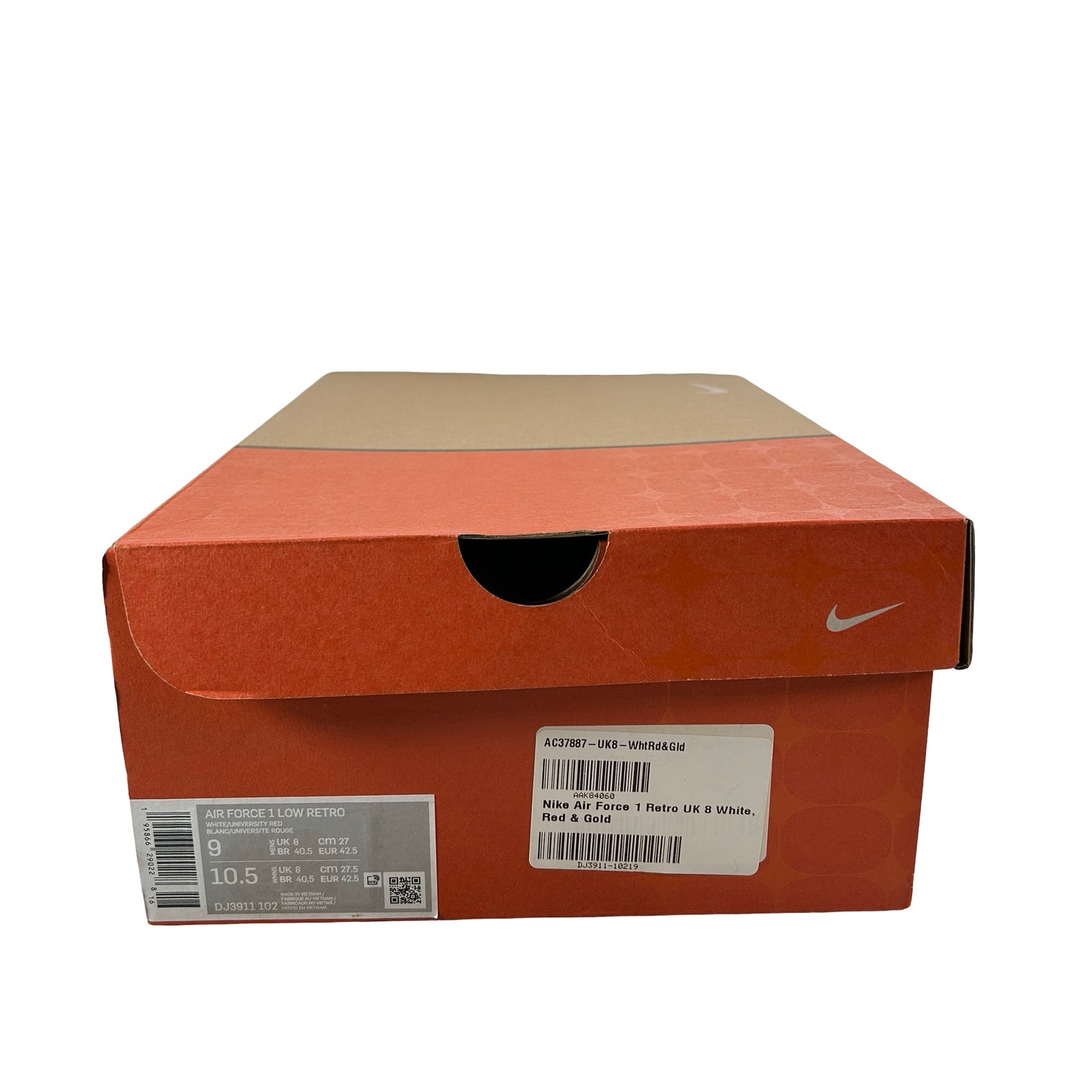 DJ3911 102 Nike Air Force 1 '07 Low Color of the Month University Red Gum [USED] - 9 M (Used)