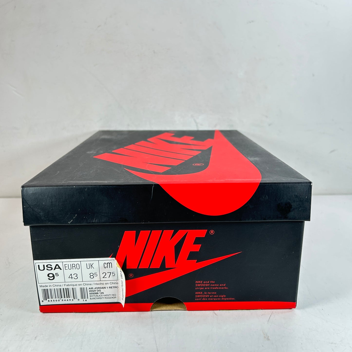 555088 125 Jordan 1 Retro Black Toe (2016) [USED] - 9.5 M (Used)