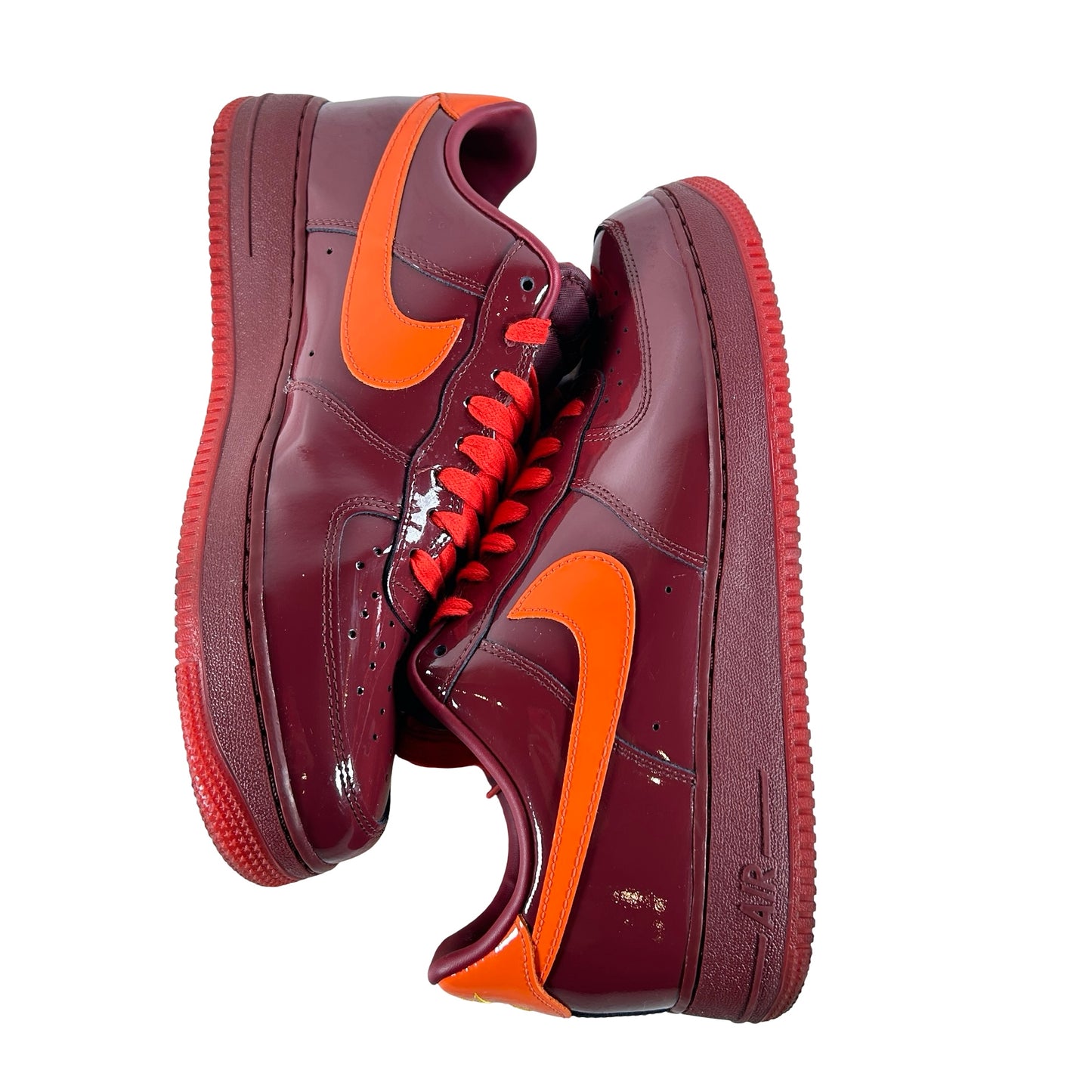 IO4489 601 Nike Air Force 1 Low Patent Leather Dark Team Red Safety Orange [USED] - 11 M (Used2)