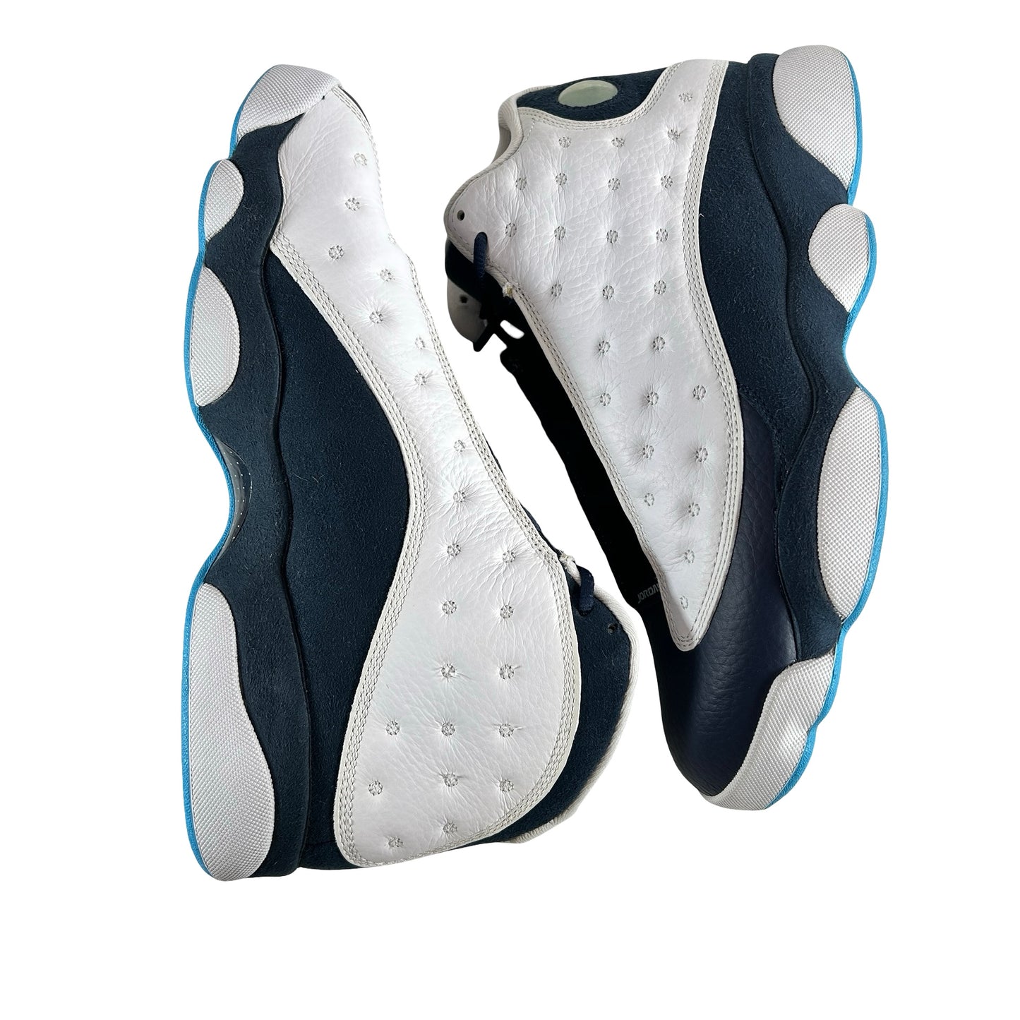 414571 144 Jordan 13 Retro Obsidian Powder Blue White [USED] - 9.5 M (Used) (Replace Box)