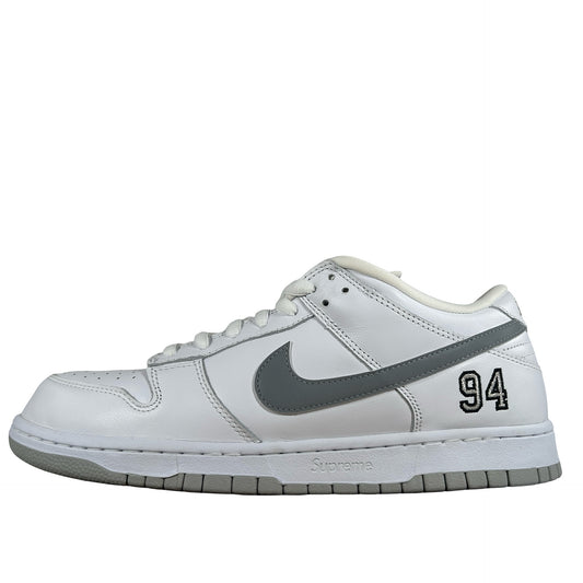 HQ8487 100 Nike SB Dunk Low Supreme 94 White Metallic Silver [USED] - 11.5 M (Used) (Replace Box)
