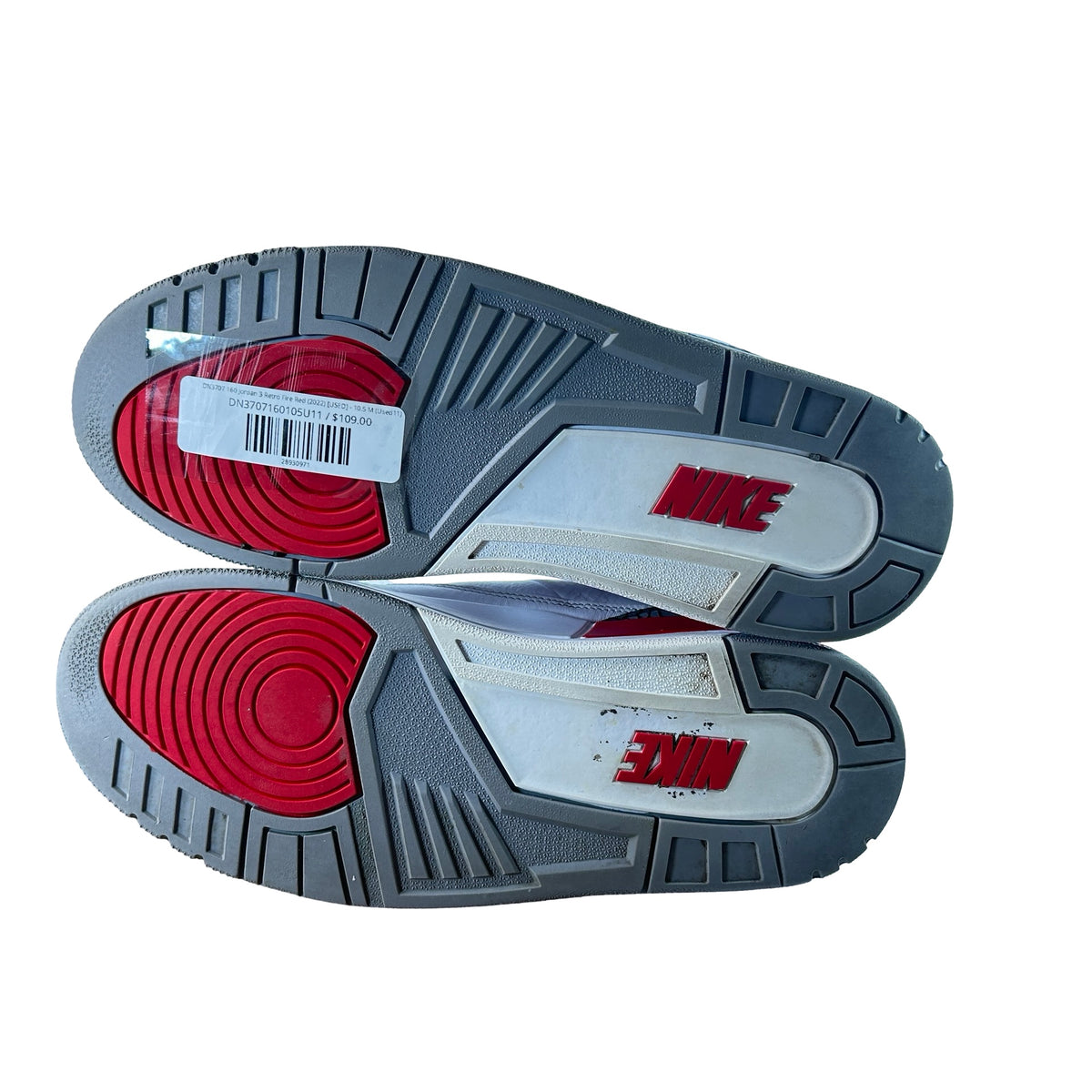 DN3707 160 Jordan 3 Retro Fire Red (2022) [USED] - 10.5 M (Used11)