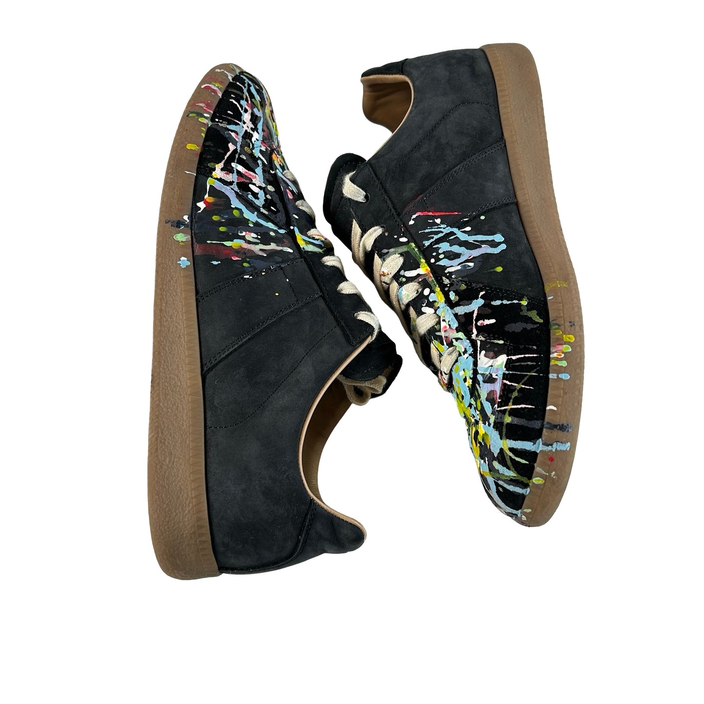 S57WS0240P1892963 Maison Margiela Paint Replica German Army Trainer (GAT) Black [USED] - 41 EU (Used)