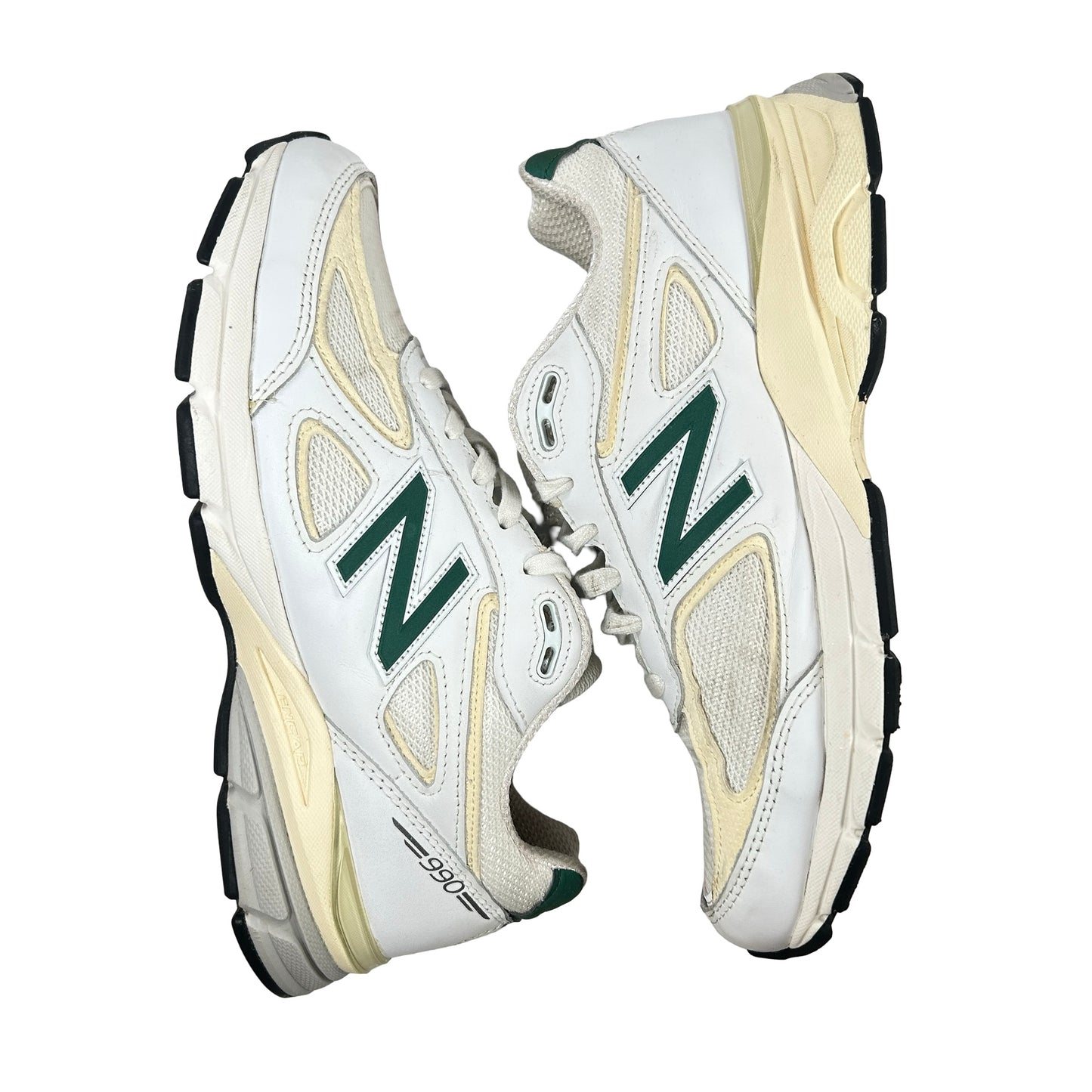 U990TC4 New Balance 990v4 MiUSA White Green [USED] - 9 M (Used)