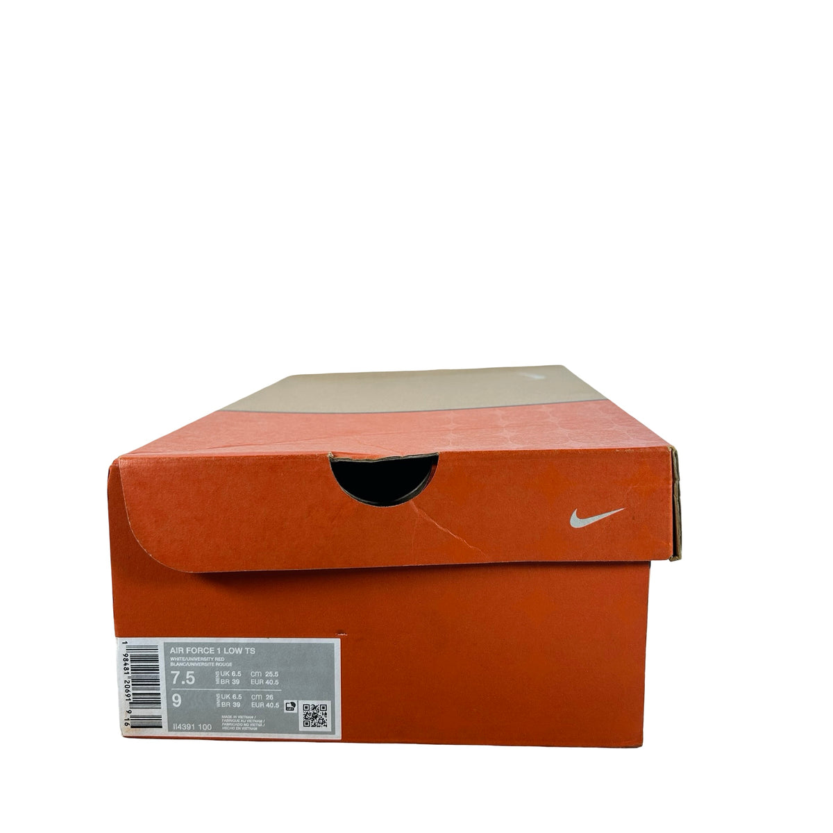 II4391 100 Nike Air Force 1 Low QS Terror Squad White University Red [USED] - 7.5 M (Used)