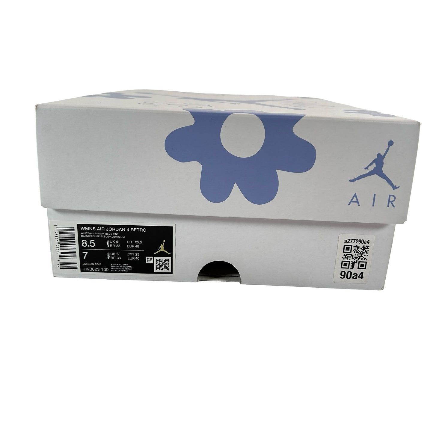 HV0823 100 Jordan 4 Retro Forget Me Not (Women's) [USED] - 8.5 W (Used)