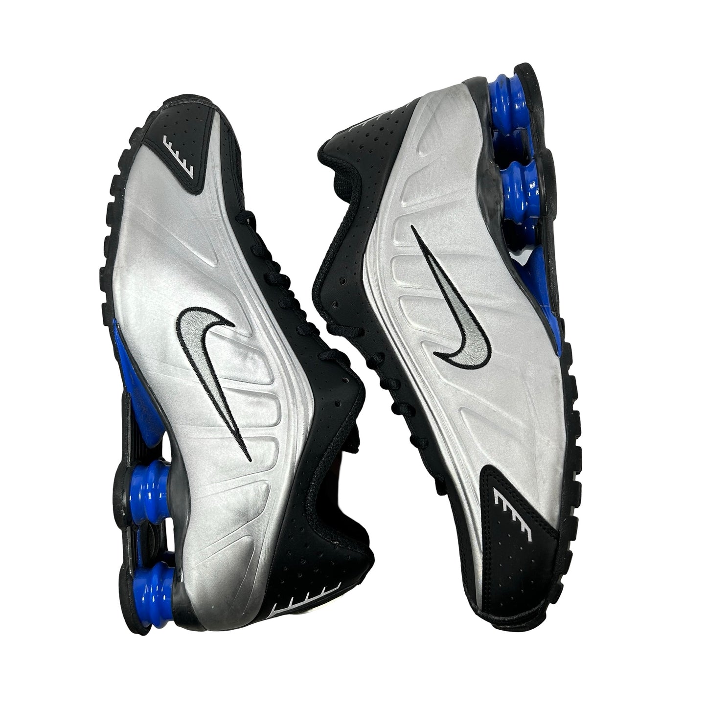 AR3565 006 Nike Shox R4 Metallic Silver Black Racer Blue (Women's) [USED] - 11 W (Used) (No Box)