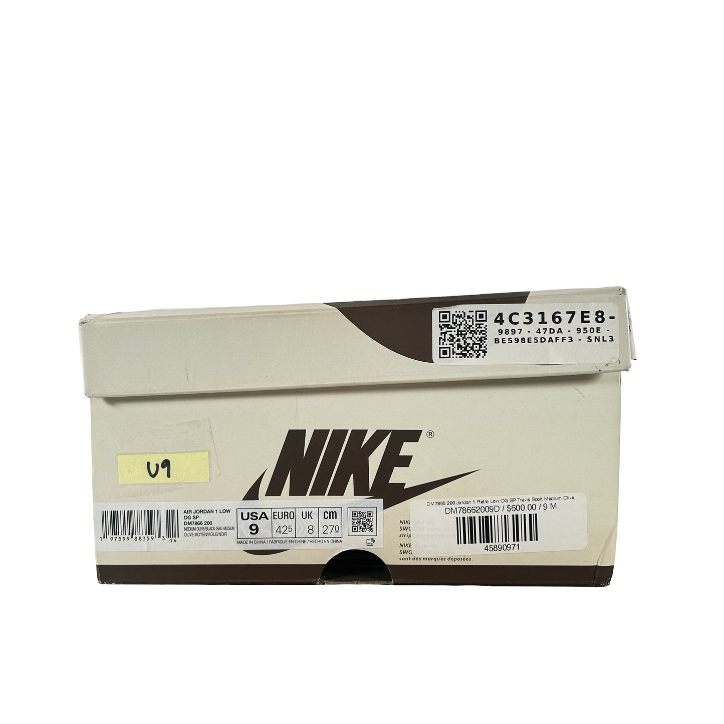 DM7866 200 Jordan 1 Retro Low OG SP Travis Scott Medium Olive [USED] - 9 M (Used9)