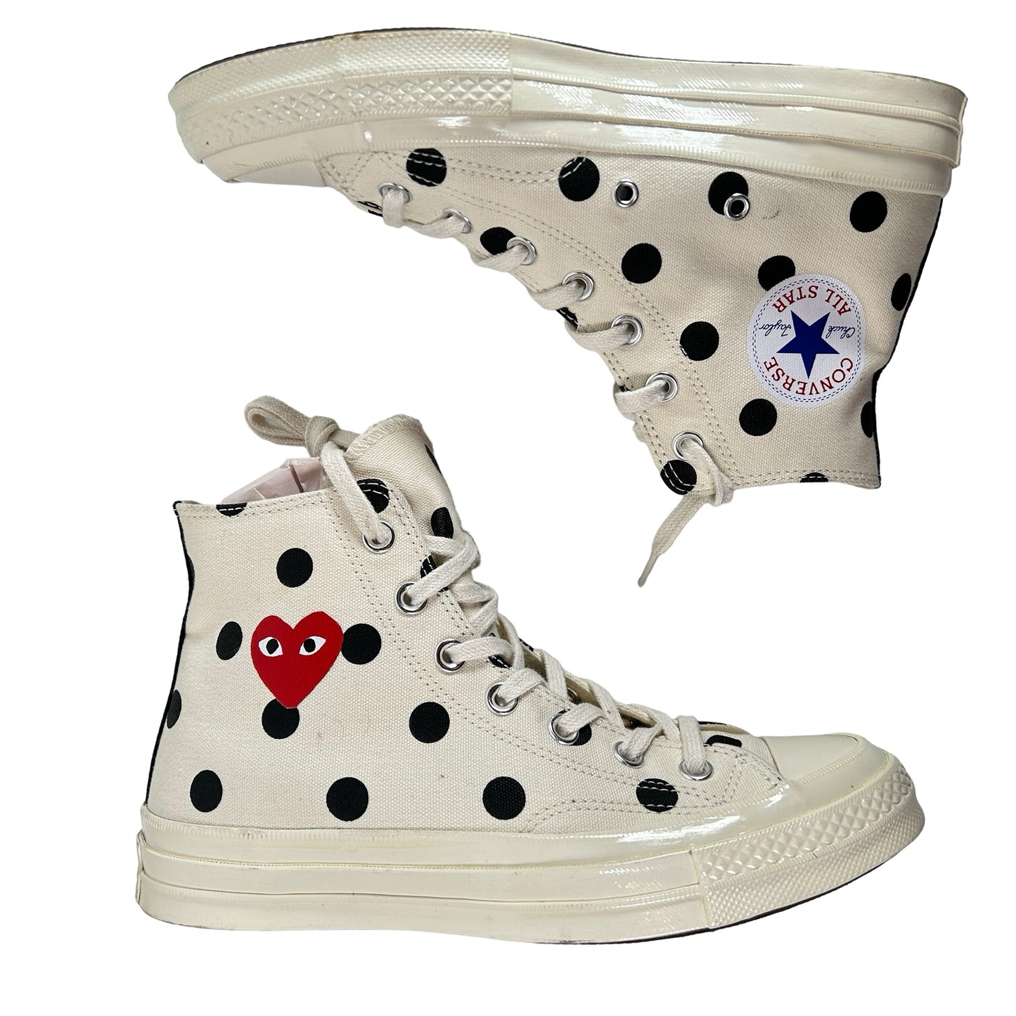 157251C Converse Chuck Taylor All Star 70 Hi Comme des Garcons PLAY Polka Dot White [USED] - 6 M (Used)