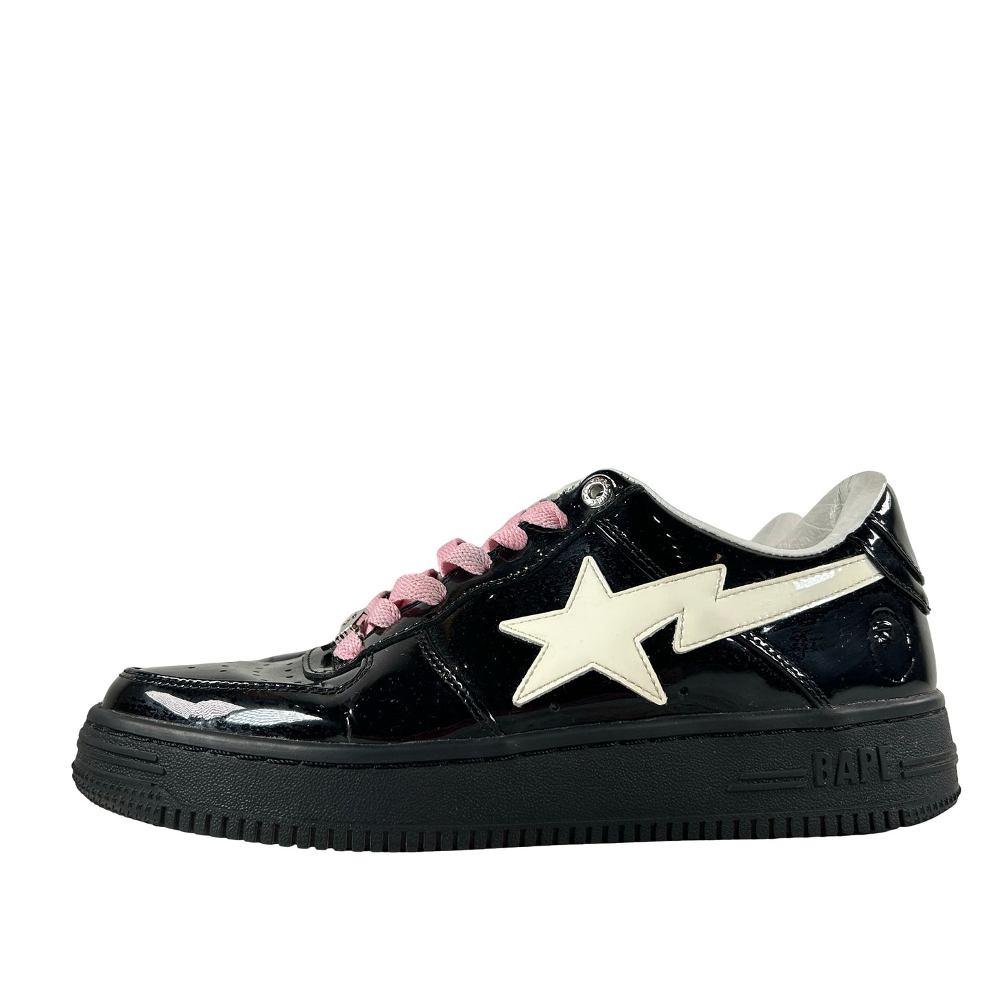 1K30 191 302 BLK A Bathing Ape Bape Sta #2 Black Patent [USED] - 7 M (Used) (No Box)