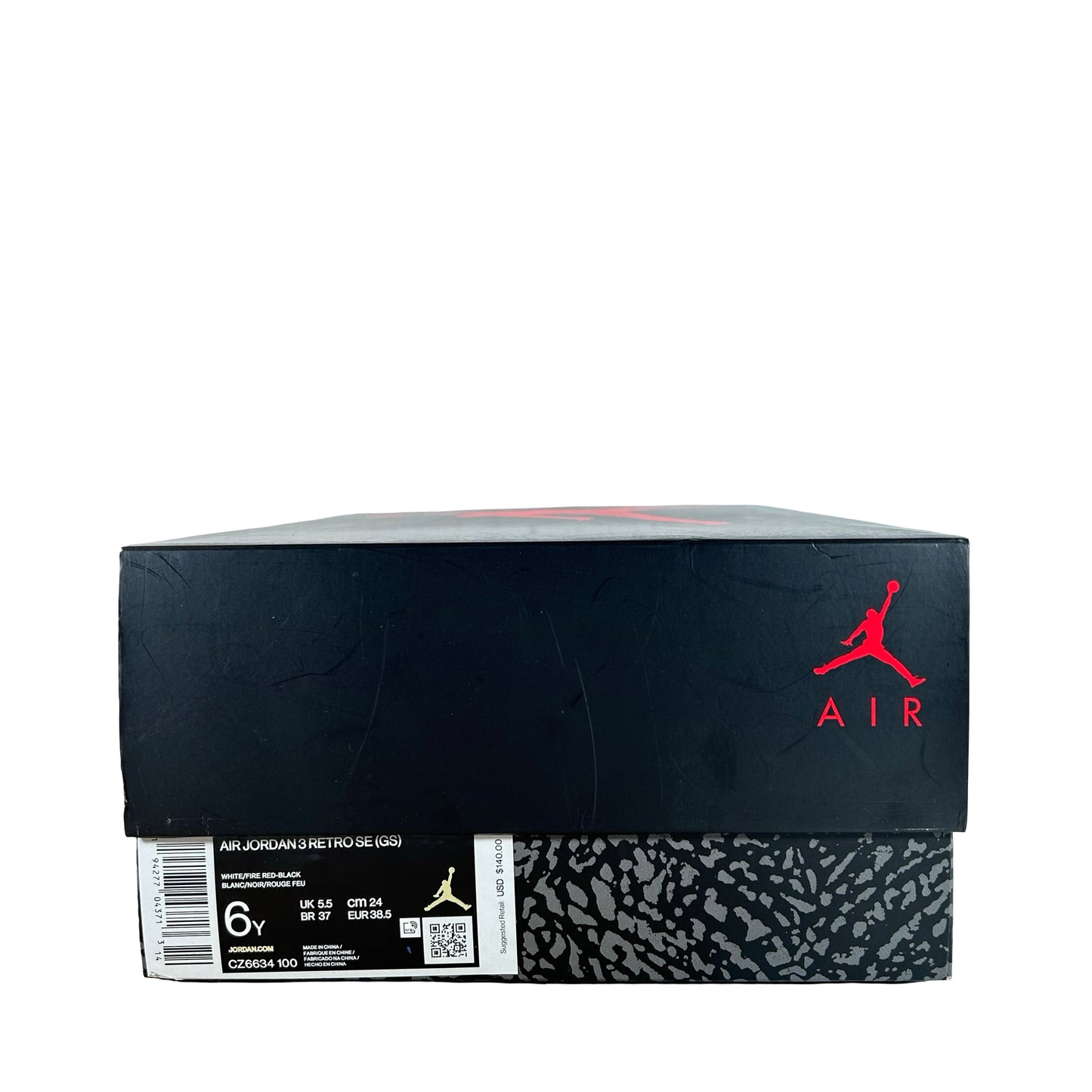 CZ6634 100 Jordan 3 Retro SE Fire Red Denim (GS) [USED] - 6 Y (Used)