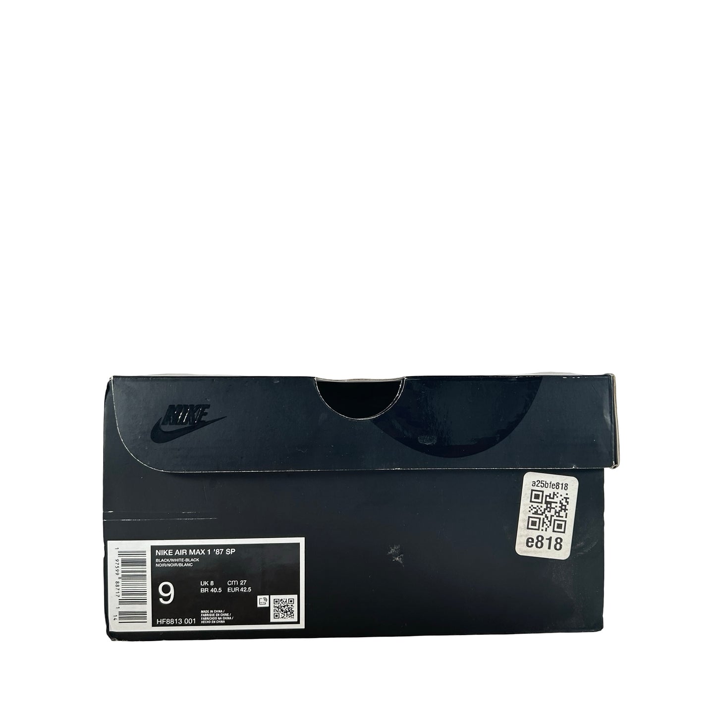 HF8813 001 Nike Air Max 1 '87 SP Supreme Black White [USED] - 9 M (Used)