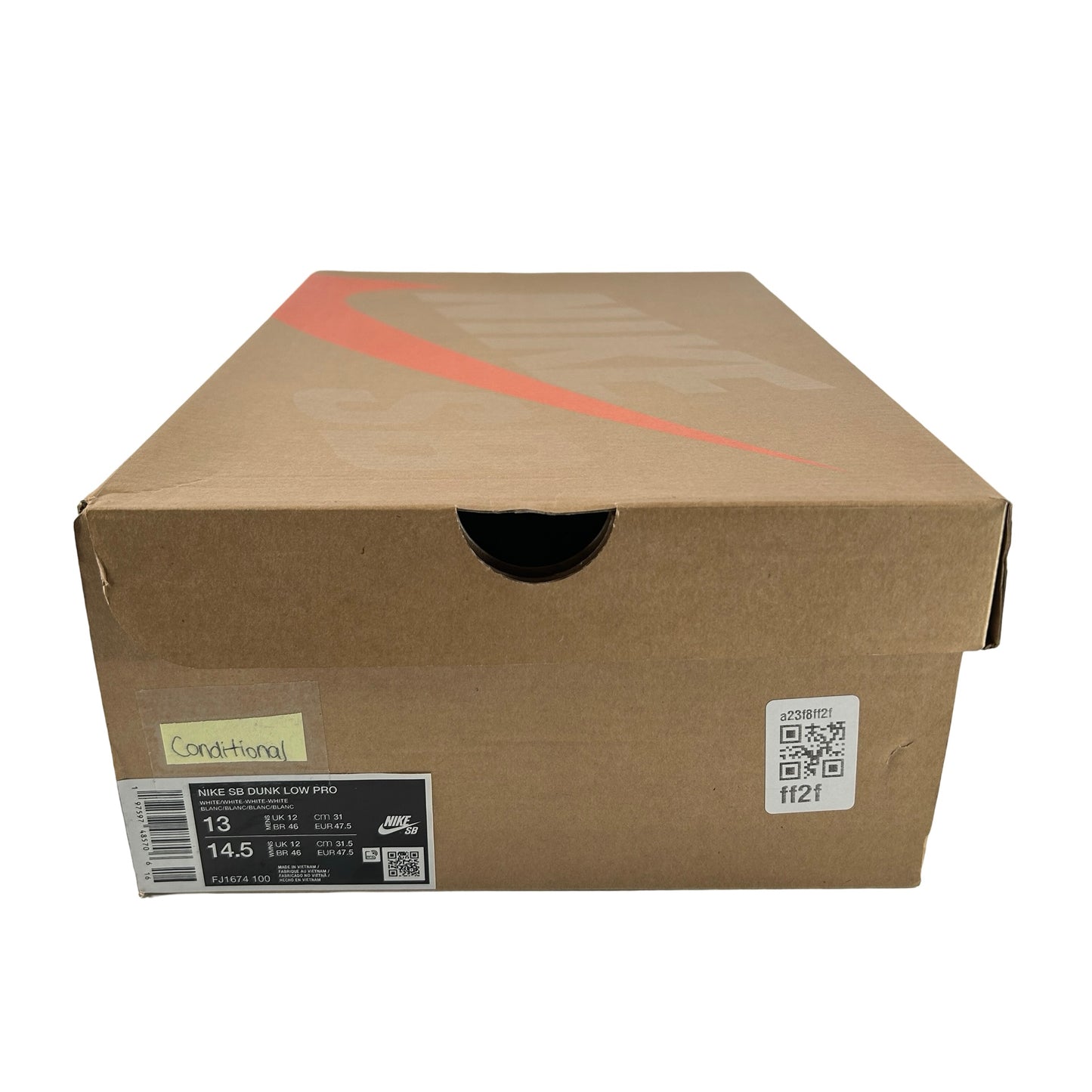 FJ1674 100 Nike SB Dunk Low Pro Triple White [CONDITIONAL] - 13 M (Discoloration)