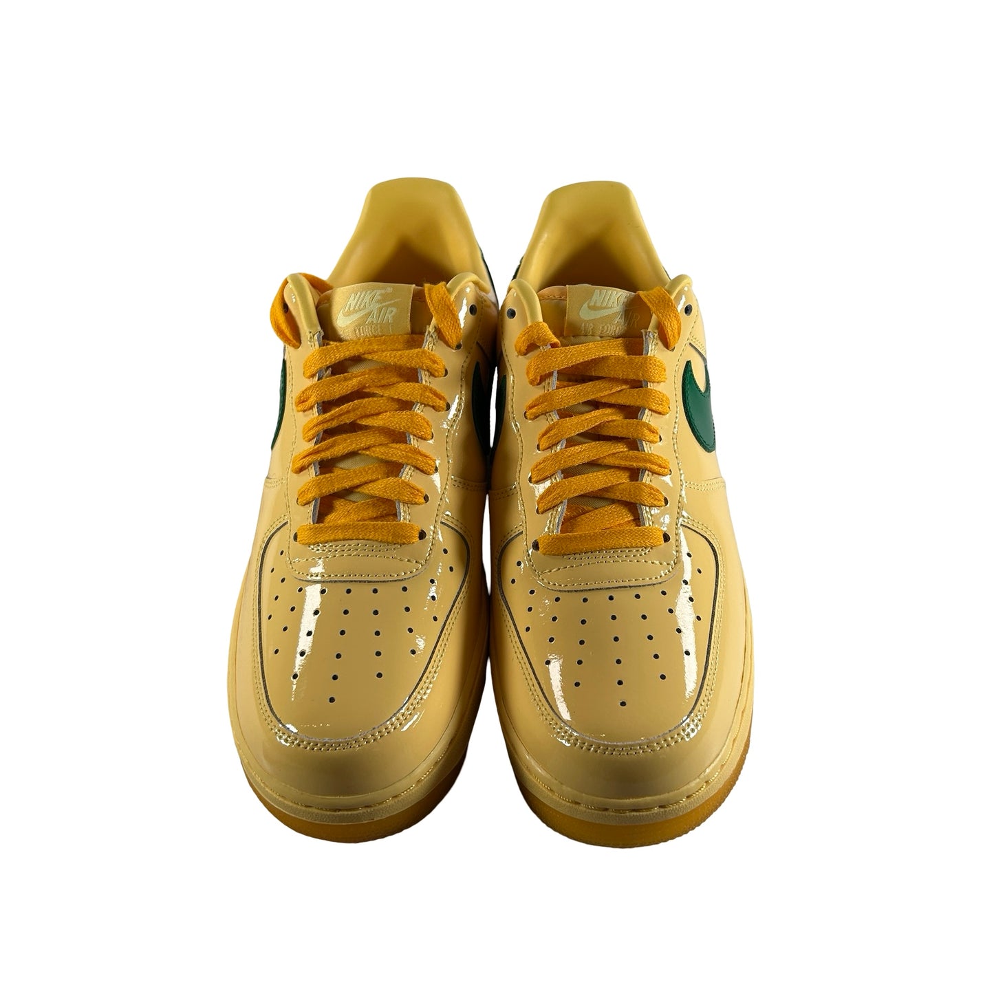 IO4489 700 Nike Air Force 1 Low Patent Leather Topaz Gold Pine Green [USED] - 10 M (Used)