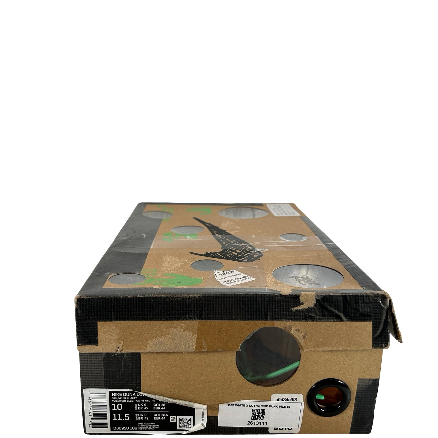 DJ0950 106 Nike Dunk Low Off-White Lot 14 [USED] - 10 M (Used)