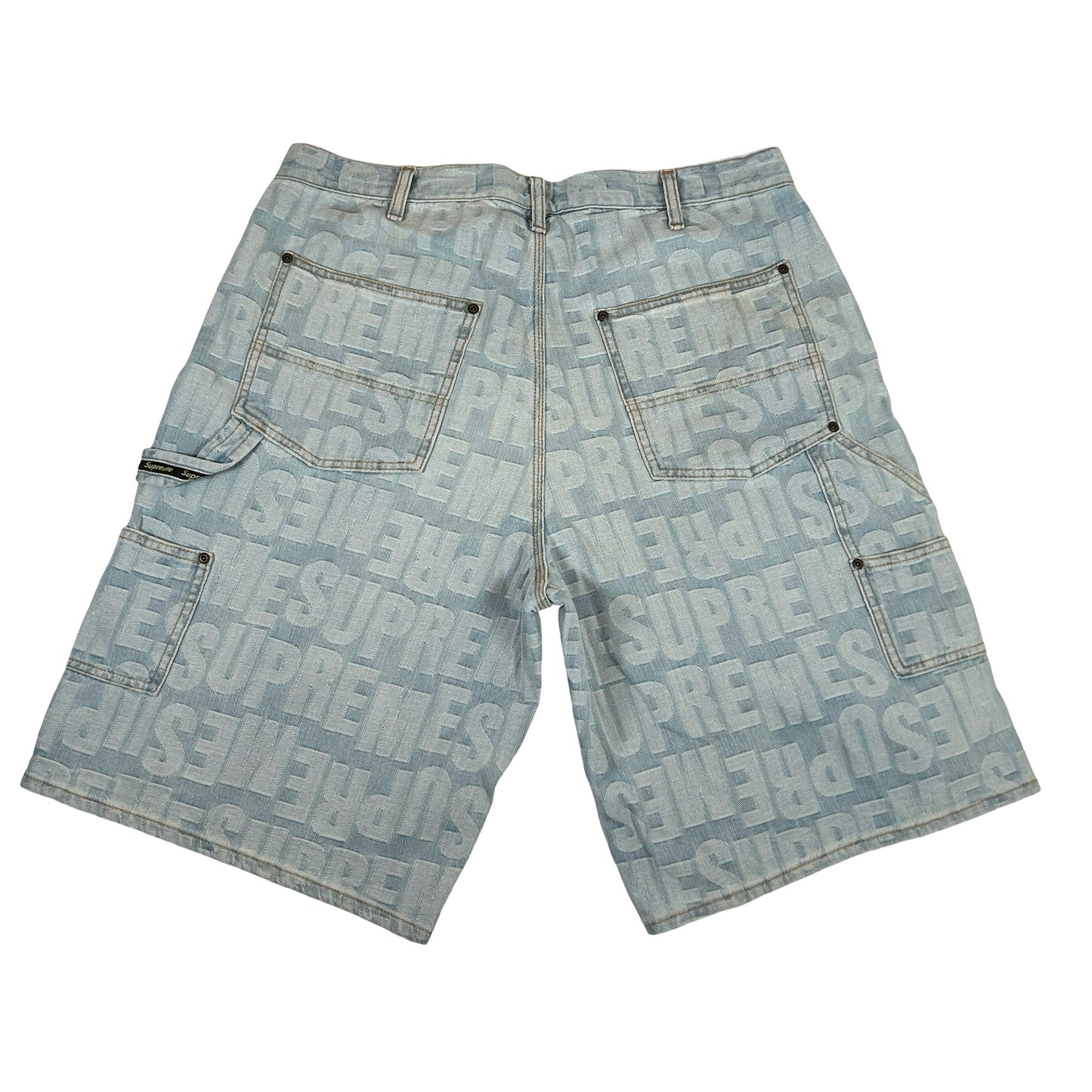 Supreme Repeat Jacquard Double Knee Denim Short Light Washed Indigo [USED] - 34 (Used)