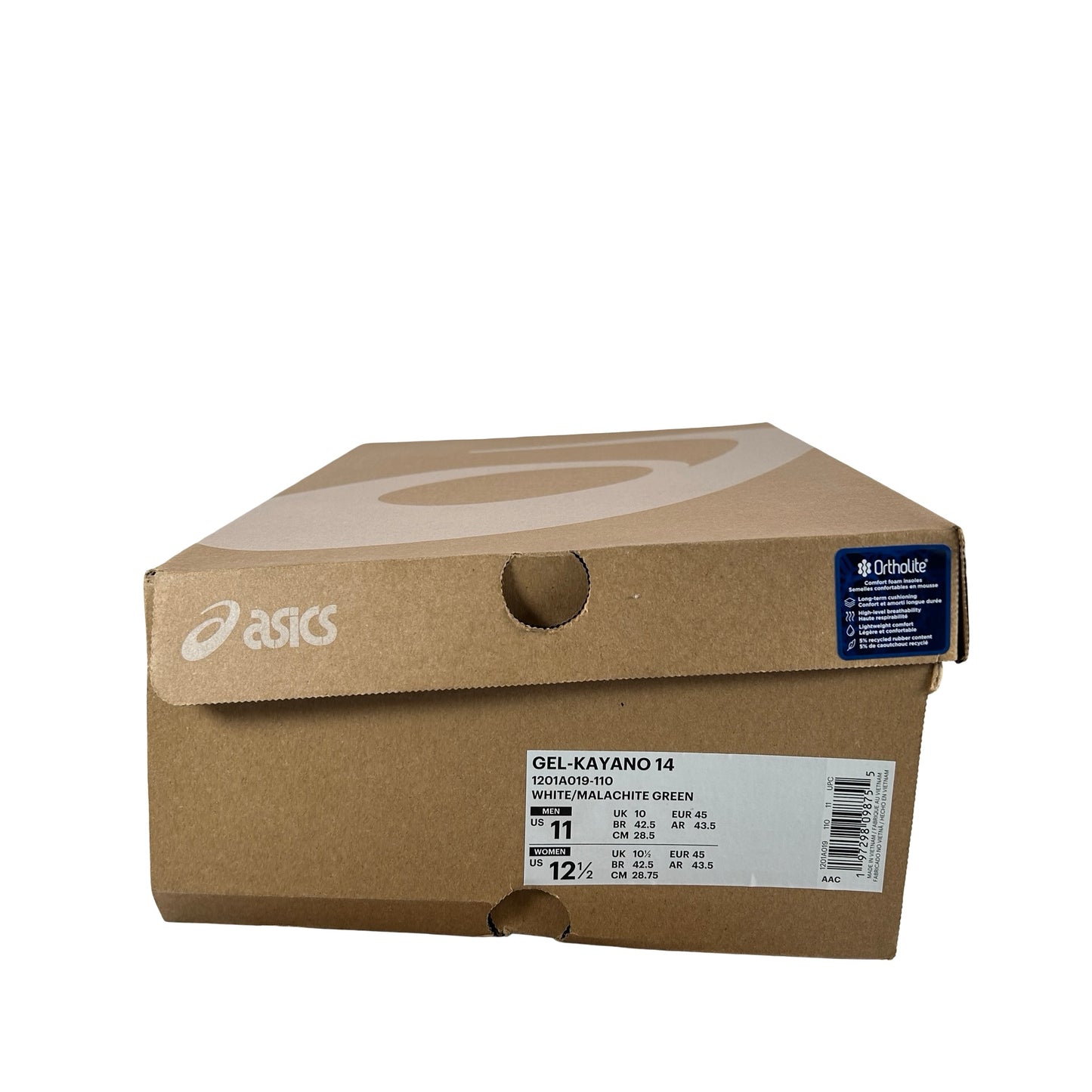 1201A019 110 ASICS Gel-Kayano 14 White Malachite Green [USED] - 11 M (Used)