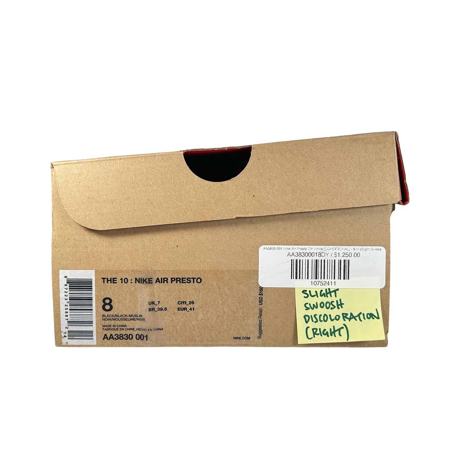 AA3830 001 Nike Air Presto Off White [CONDITIONAL] - 8 M (Slight Swoosh Discoloration)