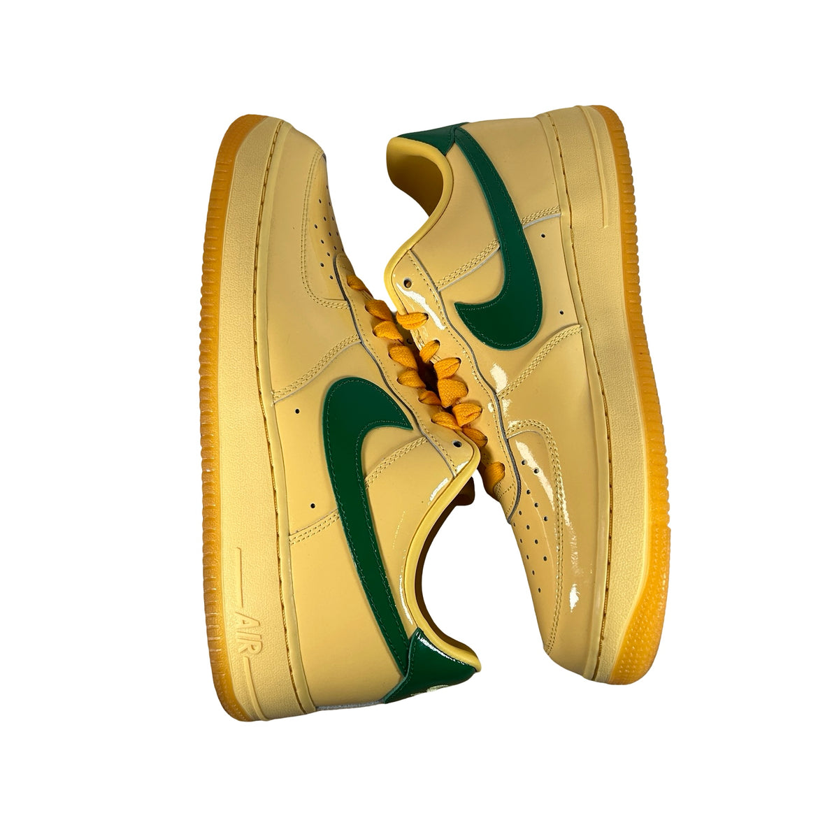 IO4489 700 Nike Air Force 1 Low Patent Leather Topaz Gold Pine Green [USED] - 11 M (Used2)