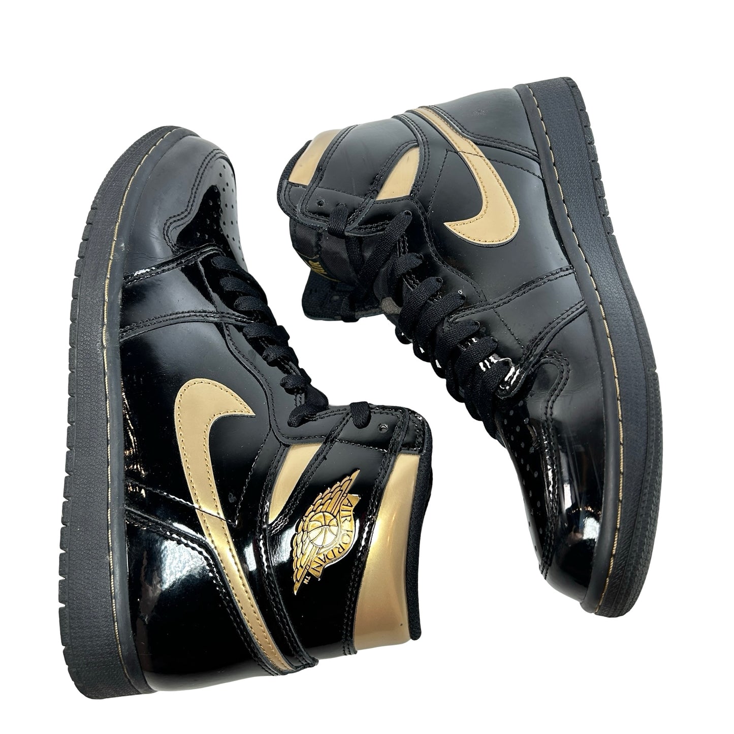 555088 032 Jordan 1 Black/Gold [USED] - 9.5 M (Used) (No Box)