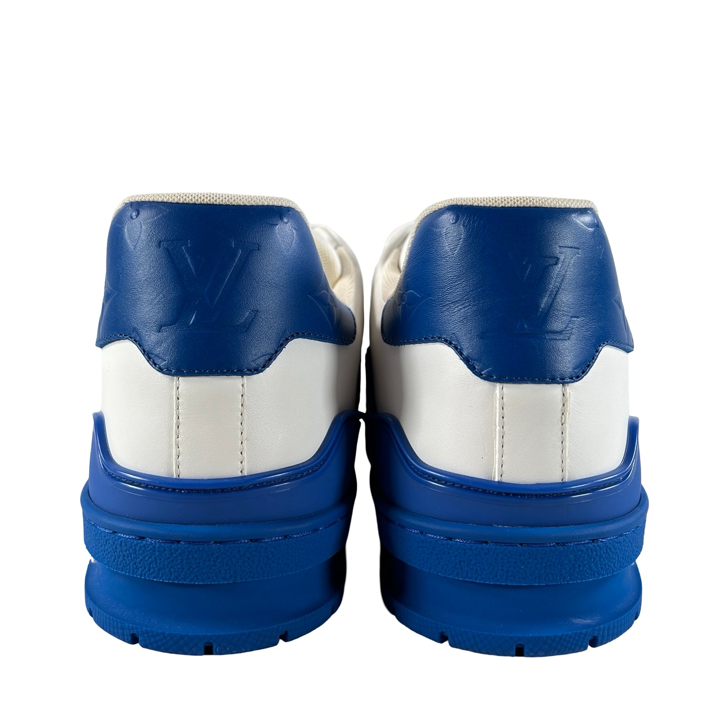 1A8SJV Louis Vuitton Trainer White Blue Signature [USED] - LV 8.5 / US 9.5
