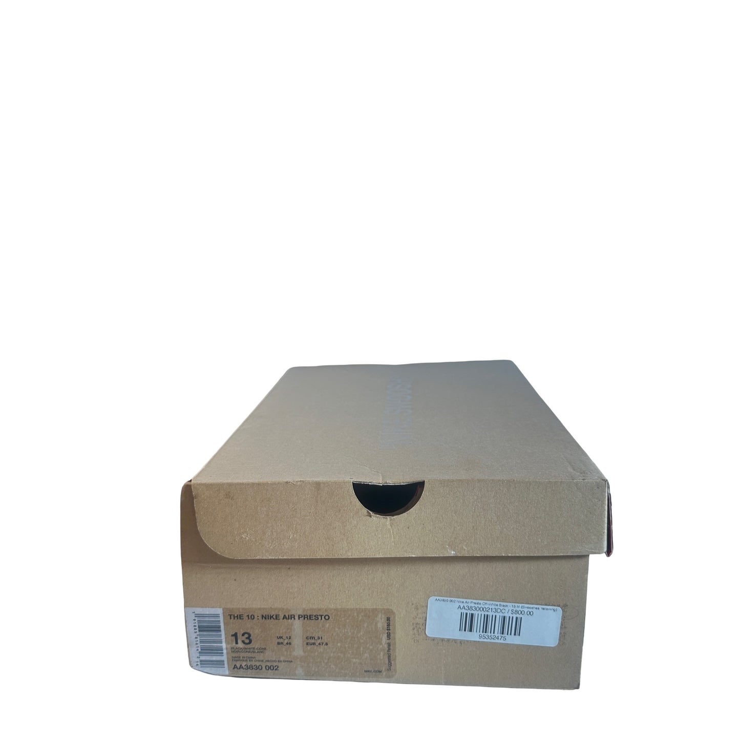 AA3830 002 Nike Air Presto Off-White Black - 13 M (Swooshes Yellowing)