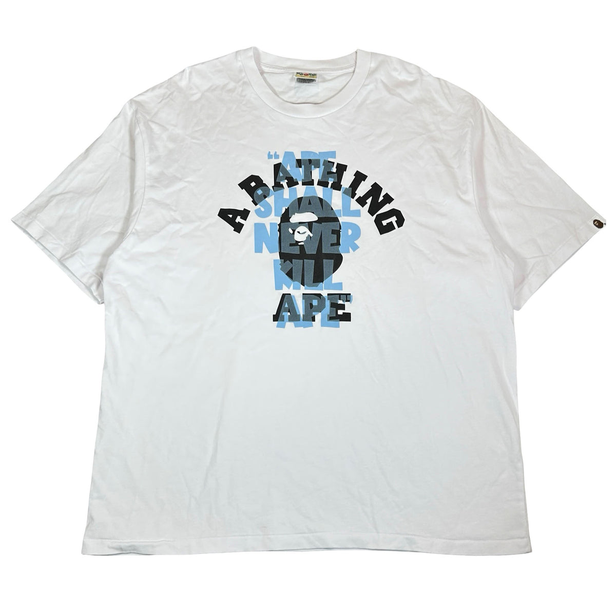 BAPE Ape Shall Never Kill Ape College Relaxed Fit T-Shirt White [USED] - 2XL (Used)