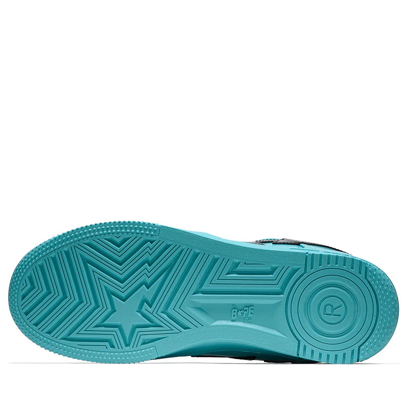001FWL801301-BLU A Bathing Ape Bape Sta #1 Turquoise Blue Black Patent Leather